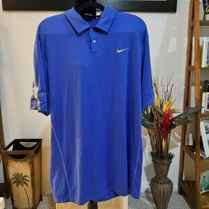Tiger Woods Collection Nike Dri-Fit Logo Golf Polo Shirt Short Sleeve M Blue
